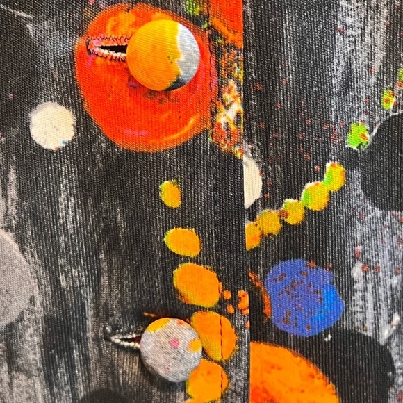 VINTAGE 70s psychedelic disco button down shirt dagger collar rainbow multicolor - Picture 4 of 13